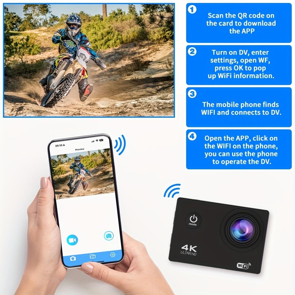 Capture Epic Adventures With This Action Camera - 4K 30FPS 12MP Full HD Wifi Connection Sports Camera Underwater 30M!