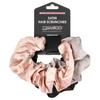 Satin Hair Scrunchie, Extra Large, Blusher, Grey and Black, 3 Pack