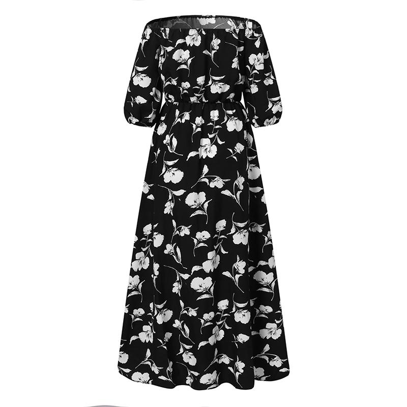 ZANZEA Летнее женское праздничное платье макси с открытыми плечами в богемном стиле с цветочным принтом, пляжное платье с половиной рукавов-фонариков, повседневное, размера плюс