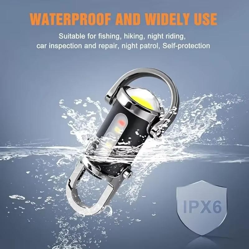 Мини брелок-фонарик, перезаряжаемый, карманный, COB, рабочий свет, с крючком для улицы, аварийный сигнальный свет для кемпинга, прогулок, походов