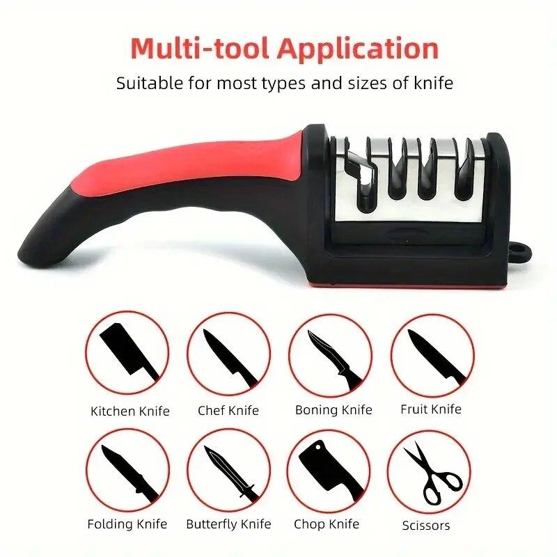 4 Stages Knife Sharpeners Multifunctional Portable Knife Sharpener For Outdoor Camping Knife Sharpener Household Kitchen Gadgets