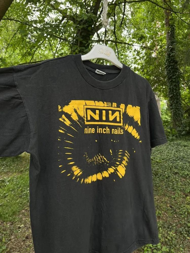Унисекс хлопковая футболка с коротким рукавом и круглым вырезом 90-е Nine Inch Nails