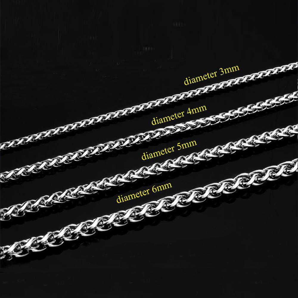 Men Cool Choker Silver Color Stainless Steel Necklace Metal Collar Heavy Link Braided Wheat Chain