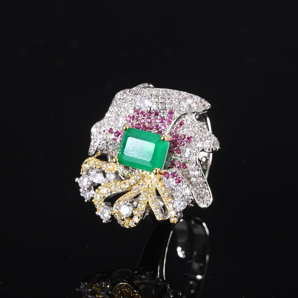 Роскошное имитация изумруда ожерелье серьги кольцо полное бриллиантов высококачественный костюм женская мода