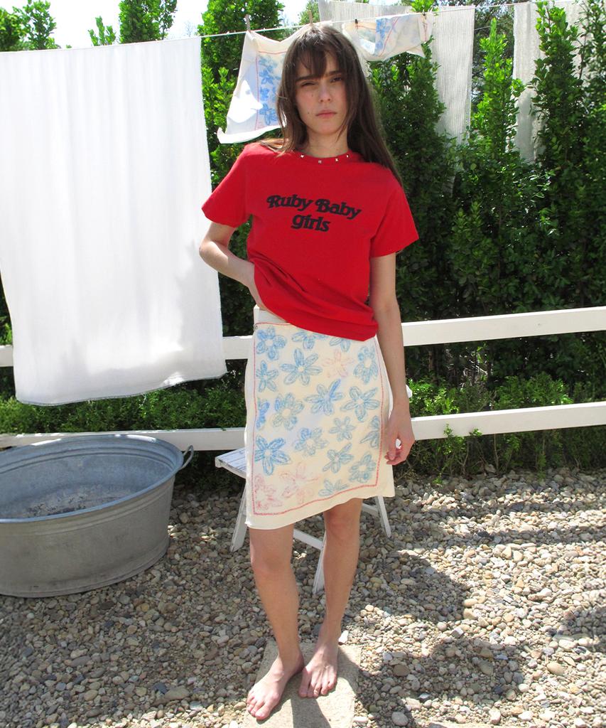 Centor Layered Flower Midi Skirt_Cream