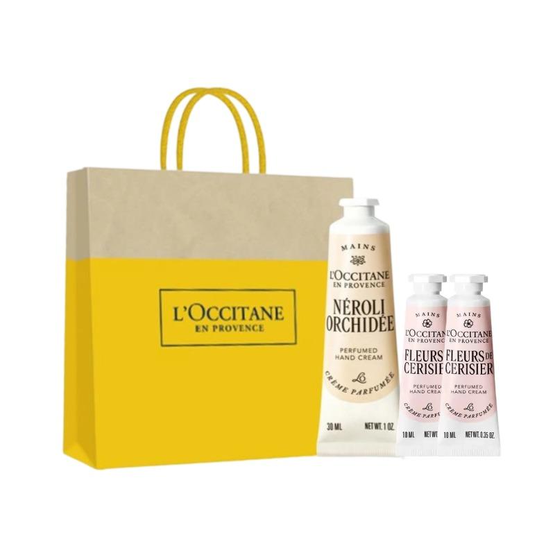 L'OCCITANE Стеклянная Подарочная Коробка с Кремом для Рук 'Цветок Апельсина' Цветочный Аромат Увлажняющий 30 мл Бесплатно Сакура 20 мл