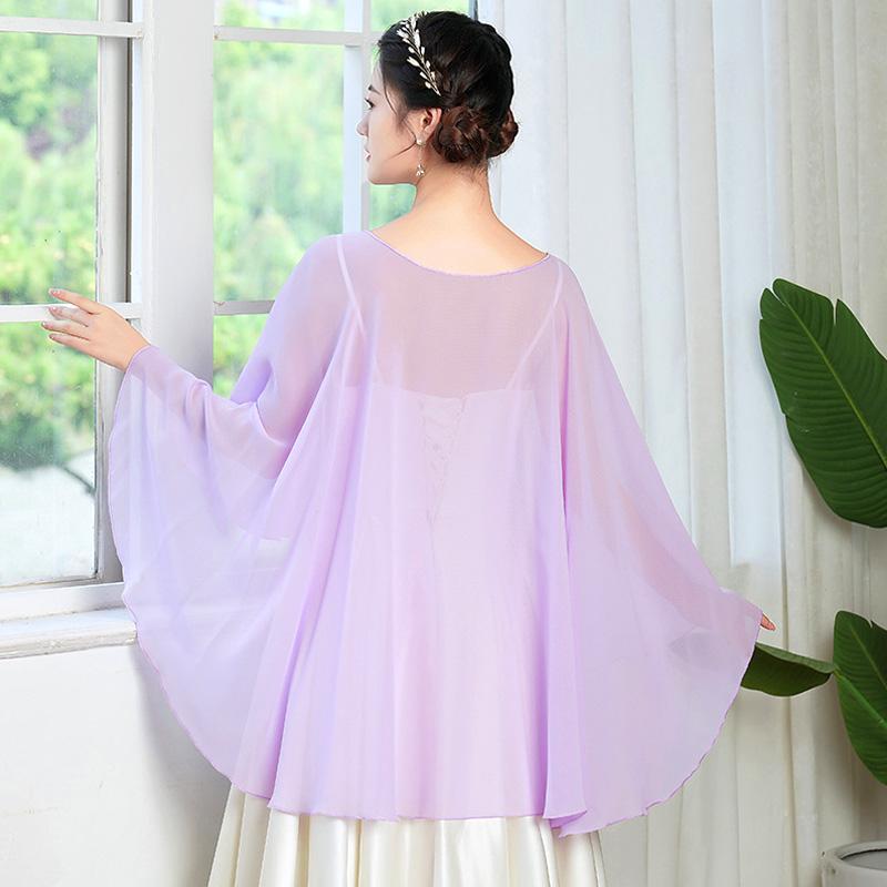 1PC Thin Banquet Cloak Shawl Wedding Chiffon Solid Color Breathable Lightweight Elegant