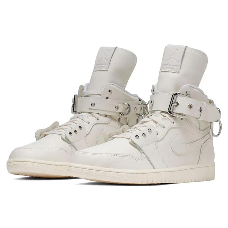 Comme des Garçons Air Jordan 1 Retro Strap High 'White' (Unisex) Sail / Sail / Sail Vintage Basketball Shoes CN5738 100