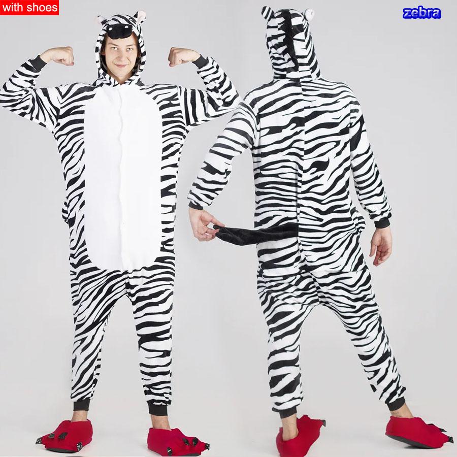 Мужчины Женщины Кигуруми Onesie Пижамы Унисекс Животное Косплей Олень Сова Волк Единорог Акула Костюм Пижамы Комбинезон Для Хэллоуина Вечеринка С обувью