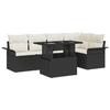 6-Piece Garden Sofa Set with Black Poly Rattan Cushions, 2-Seater Garden Sofa with Storage 3357020