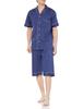 Pajamas KaiminNavi Good Sleep Navi Short Sleeve Length Pants Silk Satin Stripe L [Gunze] 6/4 Men's Blue_GM1021