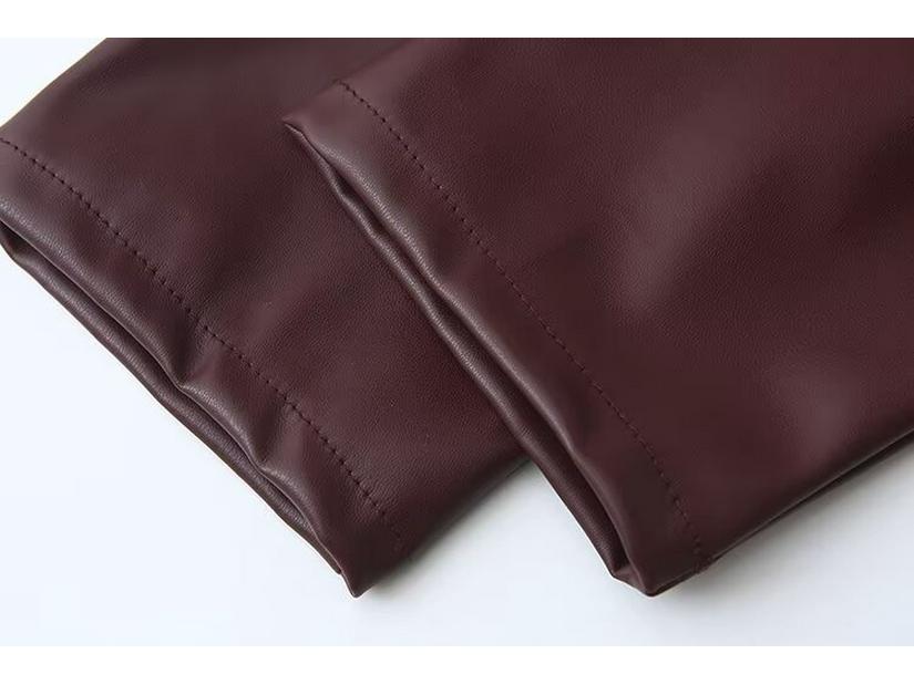 2024 Осень Женская Универсальная Короткая Кожаная Куртка в Европейском и Американском Стиле