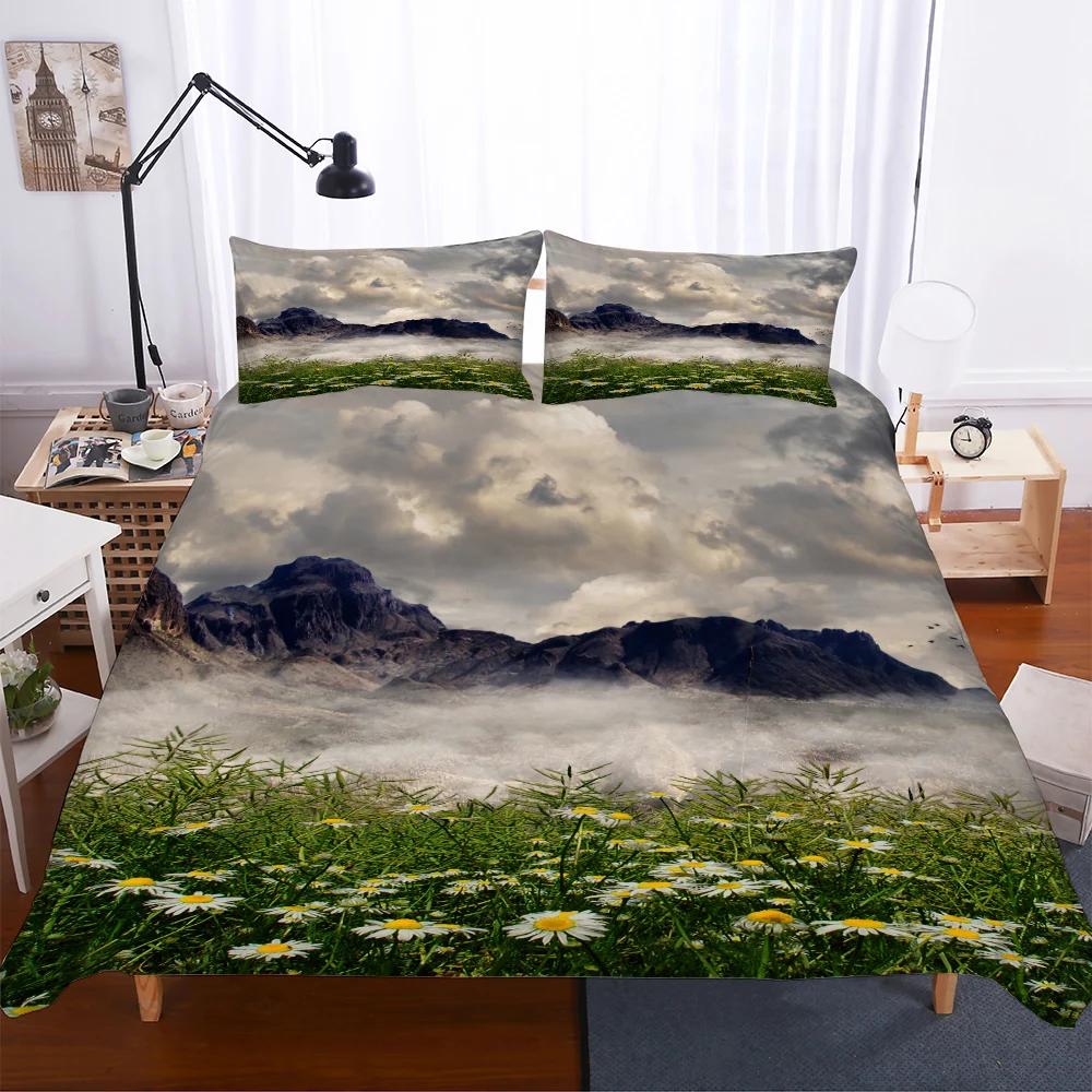Pastoral Bedding Sets 3d Duvet Cover Set 2/3pcs Bedroom Comforter Set Reactive Printing  Forest, Lowers Scenery Bedlinens 3pcs