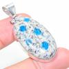 K2 Blue Azurite Gemstone 925 Sterling Silver Gift Jewelry Pendant 2.05"