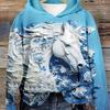 Vibrant Horse Print Hoodie - Cozy Casual Long Sleeve Sweatshirt with Women's Fashionable Clothing for Everyday Wear
