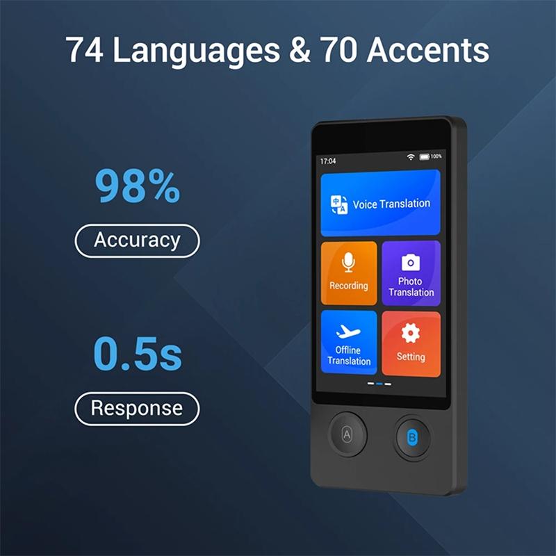 W12 Voice Translator 144 языка 3.7-дюймовый интеллектуальный перевод в реальном времени Текстовый фото переводчик Синхронный перевод