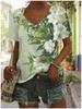 Summer Print Women's T Shirt Floral Graphic Plants Vintage Tropical Hawaiian Short Sleeve V Neck Daily Print Spring Tees
