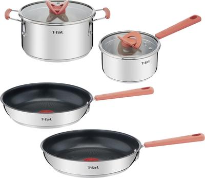 Tefal совместимая с газом жарка без вредных веществ, таких как нержавеющая сталь IH нержавеющая сталь G729S4 сковорода, набор из 4 предметов, IH, огонь, PFOA,