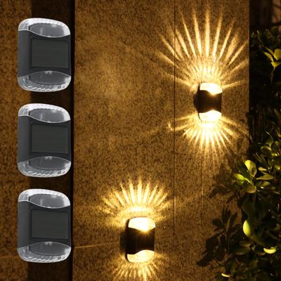 Новый Солнечный 4LED Теневой Настенный Светильник Открытый Сад Двор Декоративная Лампа Бытовой Балкон Ночник Водонепроницаемый Верхний и Нижний Светящийся Настенный Светильник