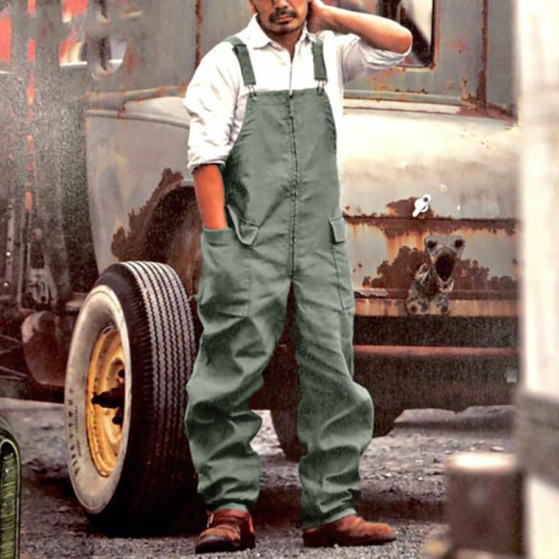 Men's Casual Overalls Fashion Men Strap Wide Legs Long Pants Jumpsuits Dungaree Bib Cargo Trousers Overalls Plus Size