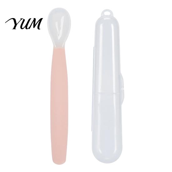 Baby Feeding Set Silicone Spoon, Soft Non Slip Training Utensil, Easy Clean Tableware Cleaning Complementary Spoon for Infants And Toddlers Tip Infant