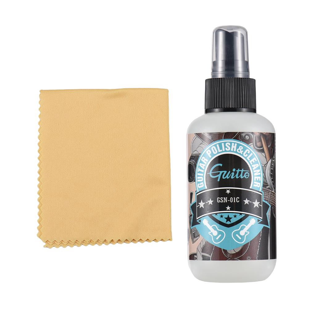 GUITTO Guitar Cleaning Care Kit 120ml Cleaning and Polishing Agent with Cleaning Cloth for Guitar