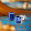 Tanzanite Stud Earrings Jewelry Womens Silver Rectangle Earrings