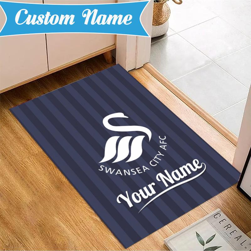 Custom Name Swansea City Afc Carpet Non-Slip Area Rug, Durable Polyester, Ideal for Living Room, Bedroom, Entryway, Decorative Gift