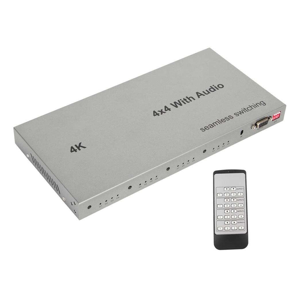 HD Multimedia Interface Switch 4 In 4 Out 4K 30Hz Video Switcher Splitter with Sound Extractor for