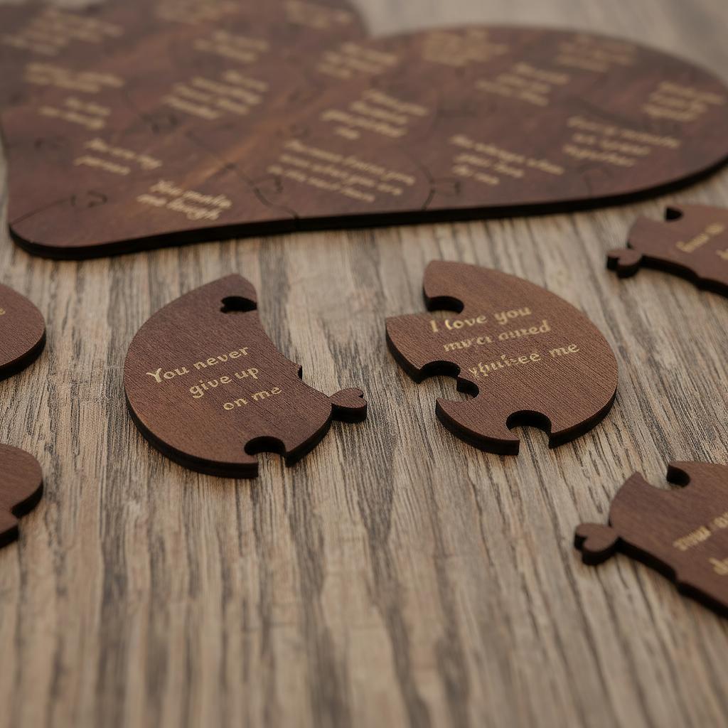 20 Reasons Why I Love You Heart Jigsaw Romantic Heart Wooden Jigsaw W/ Gift Box for Him Her Valentines Anniversary Wedding Gift