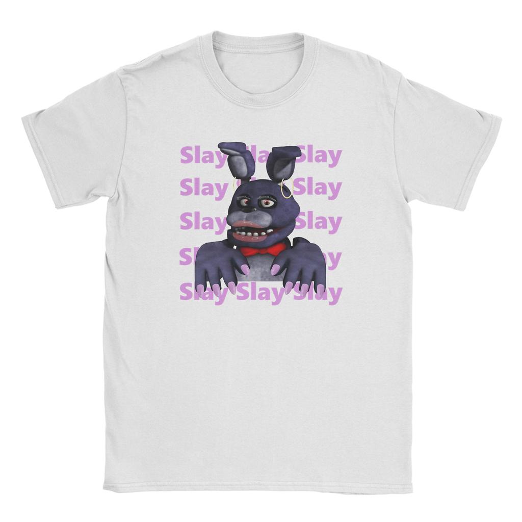 Мем Fnaf slay на месячных Мужские футболки FNAF At Freddys Футболка с коротким рукавом Круглый вырез Футболка Чистый хлопок Летняя одежда
