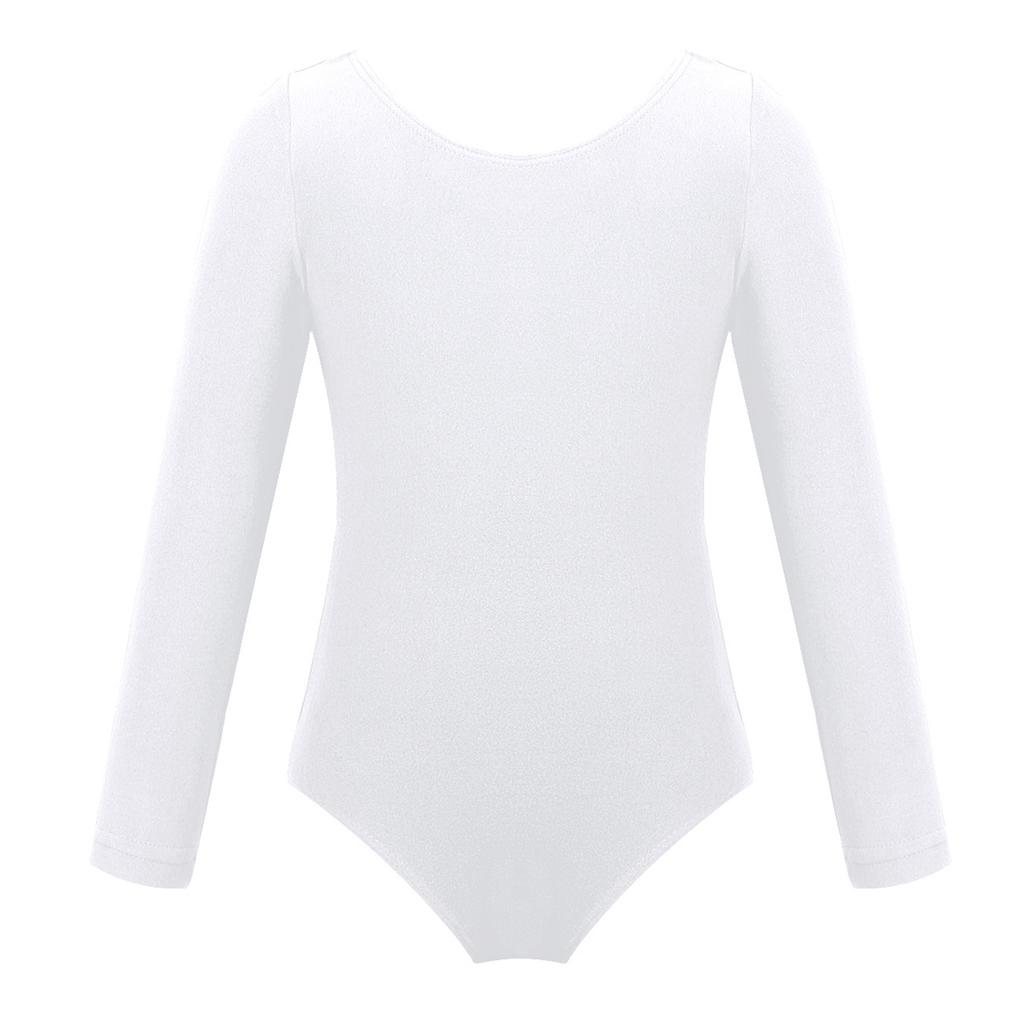 Kids Basic Long Sleeve Leotard Ballet Dance Gymnastic Bodysuit Jumpsuit Girls Activewear