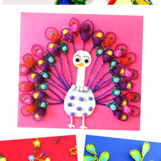 100Pcs Glitter Chenille Stems Flexible Bendable Plush Tinsel Stems Kids Educational DIY Craft Supplies Toys Crafting