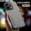 KEYSION Luxury Retro PU Leather Case for OPPO Reno14 Pro 5G Soft Silicone+PC Shockproof Phone Back Cover for OPPO Reno 14 5G
