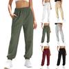 Women's Sweatpants Warm Waffle Trousers Elastic Waist Pants Solid Color Jogging Bottoms Activewear With Pockets