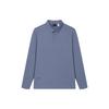 Solid Color Knitted Casual Long Sleeve Polo Shirt Men Tops Purple Blue F11M412210F-BU