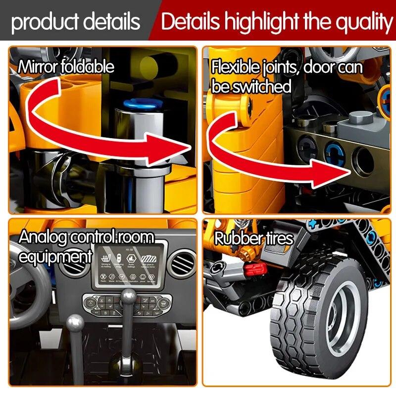 601 шт Wrangler RubiconED модель автомобиля высокотехнологичные строительные блоки автомобилей кирпичи детские игрушки подарок