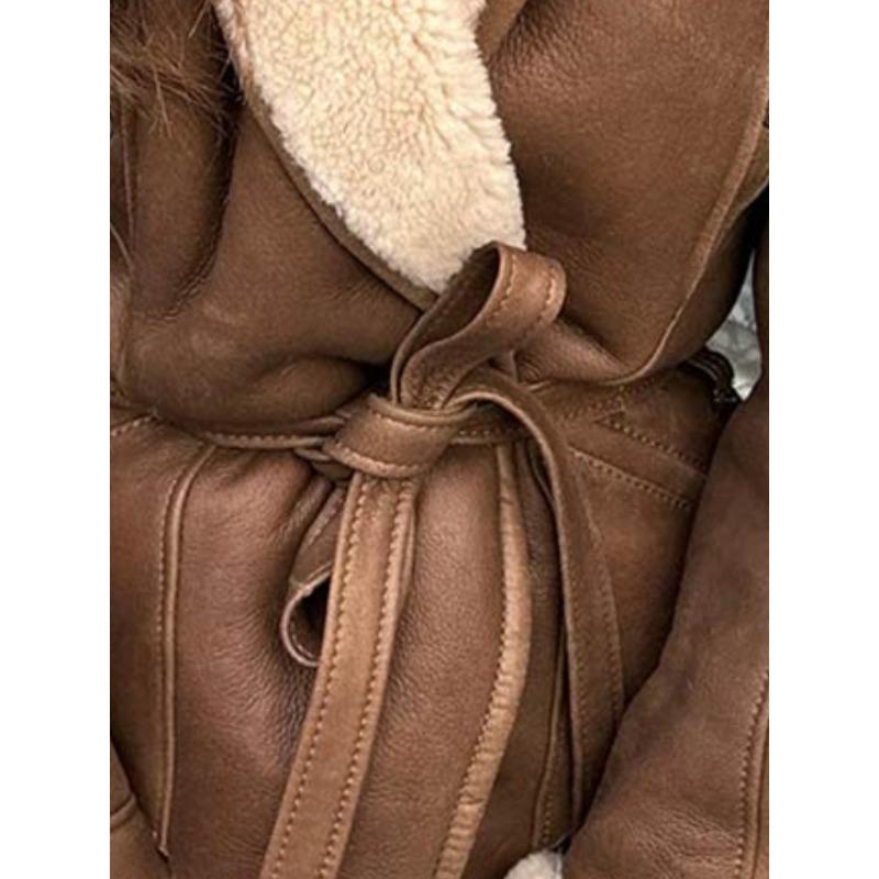 Женские элегантные пальто с неровным подолом и лацканами, модная куртка с карманами на шнуровке и длинными рукавами, осень-зима 2024, новая теплая верхняя одежда