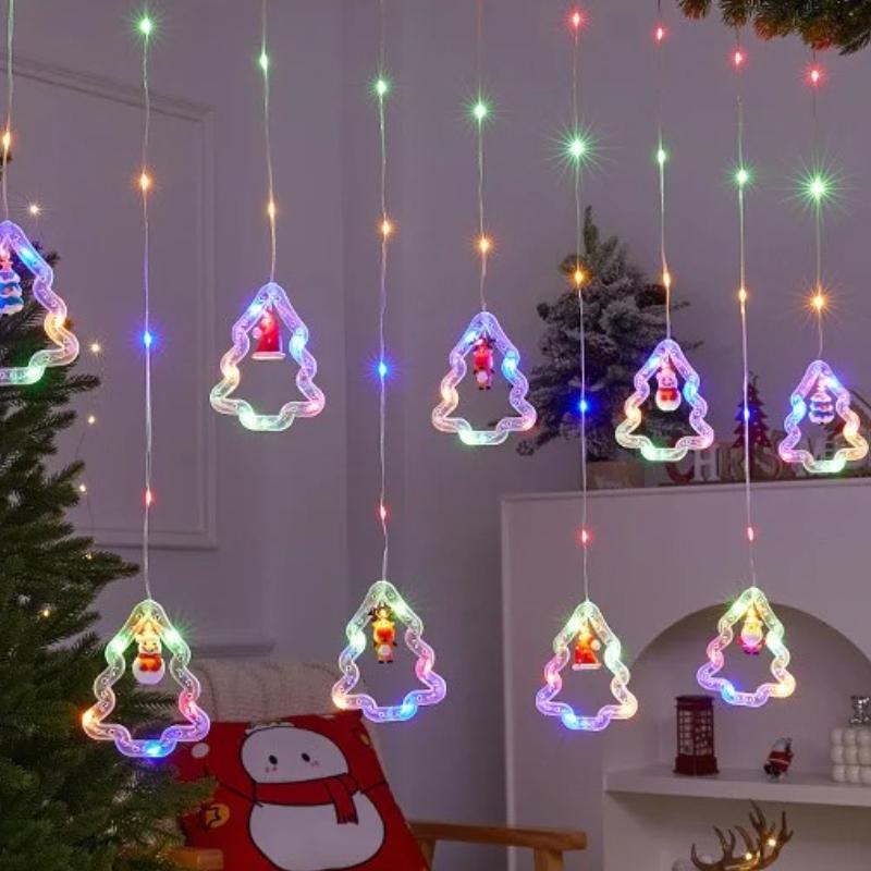 Светодиодная гирлянда на USB, 8 режимов освещения, Санта, звезда, сказочные огни для рождественской елки, окна, вечеринки и внутреннего декора