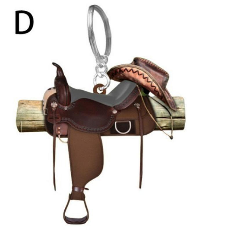 2024 Saddle Car Key Ring Pendant Personalized Decoration Universal Unisex Acrylic Flat Keychain