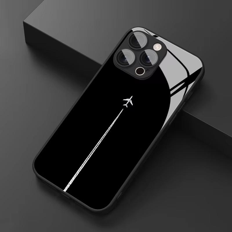 Закаленное стекло для телефона с рисунком следа самолета в небе Для iPhone 11 12 13 14 15 16 17 Pro Max 17Air 16E 7 8 Plus XR XS X Чехол