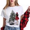 Fashion Cartoon Christmas Tree Graphic Women T-Shirts Summer Short Sleeve O-Neck Female Tops Streetwear Y2K Clothing