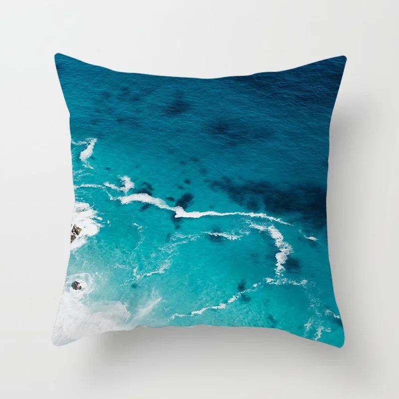 Чехол для подушки для гостиной, дивана, автомобиля, роскошное украшение для дома, чехол для подушки с изображением заката, пляжа, пейзажа, чехол для подушки