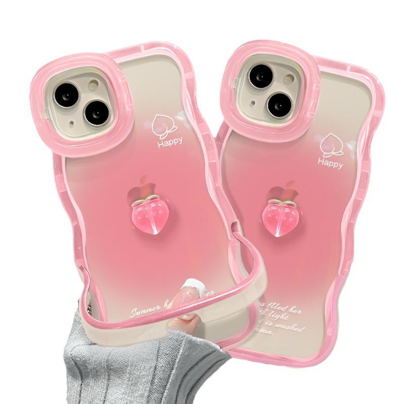 Применимо к 15 IPhone 14 Smudge Peach Doll 13 Wavy Edge Invisible Double Bracket 11 Women