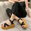 Fashion 9cm High Women Sandals Wedge Heel Summer New Fashion Platform Thick Bottom Buckle Casual Comfortable Walking Shoes