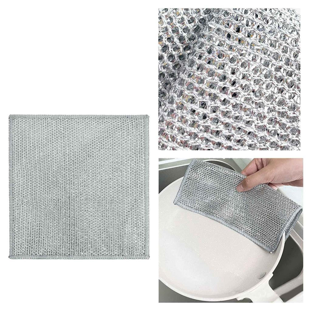 10 шт. Двусторонние тряпки из серебряной проволоки Многофункциональные антипригарные салфетки для мытья посуды Салфетки для кухни