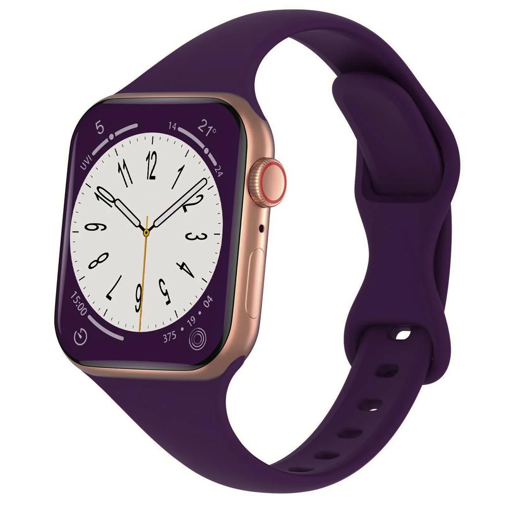 Силиконовый ремешок для часов Apple Watch Series 1-9, SE — однотонный, тонкий и легкий