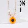 Fashion Delicate Sunflower Pendant Choker Necklaces for Women Imitation Pearls Jewelry Necklace Clothes Accessories