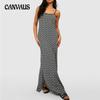Летнее женское платье с бретельками в полоску, сексуальное открытое длинное платье