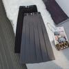 Women's High-Waist Pleated A-Line Skirt - Slim Fit, Medium-Length, for Spring & Autumn 2024